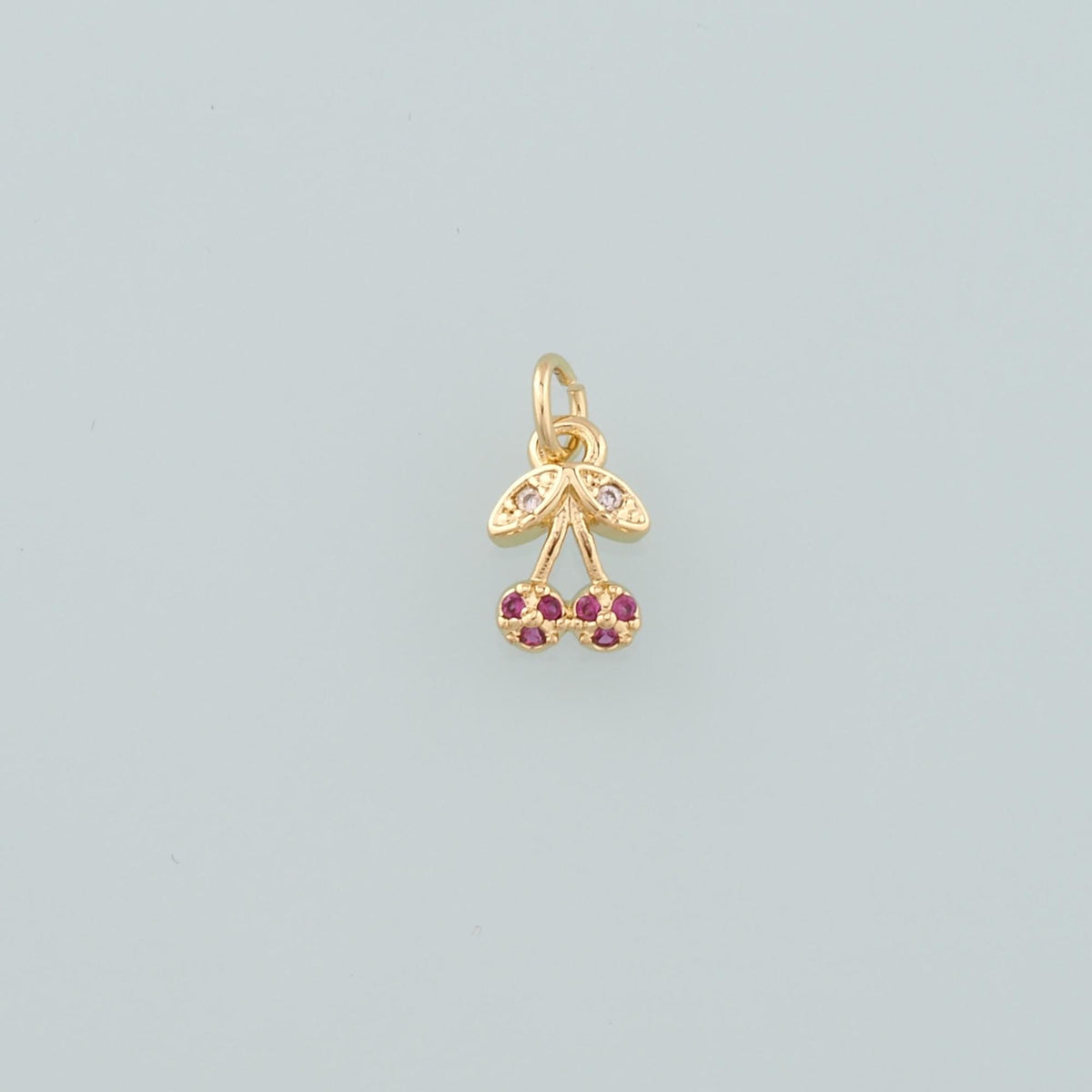 18K Gold Filled Cherry CZ Charm Pendant for Jewelry Making