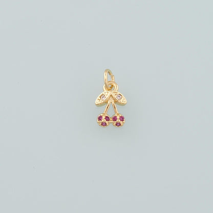 18K Gold Filled Cherry CZ Charm Pendant for Jewelry Making