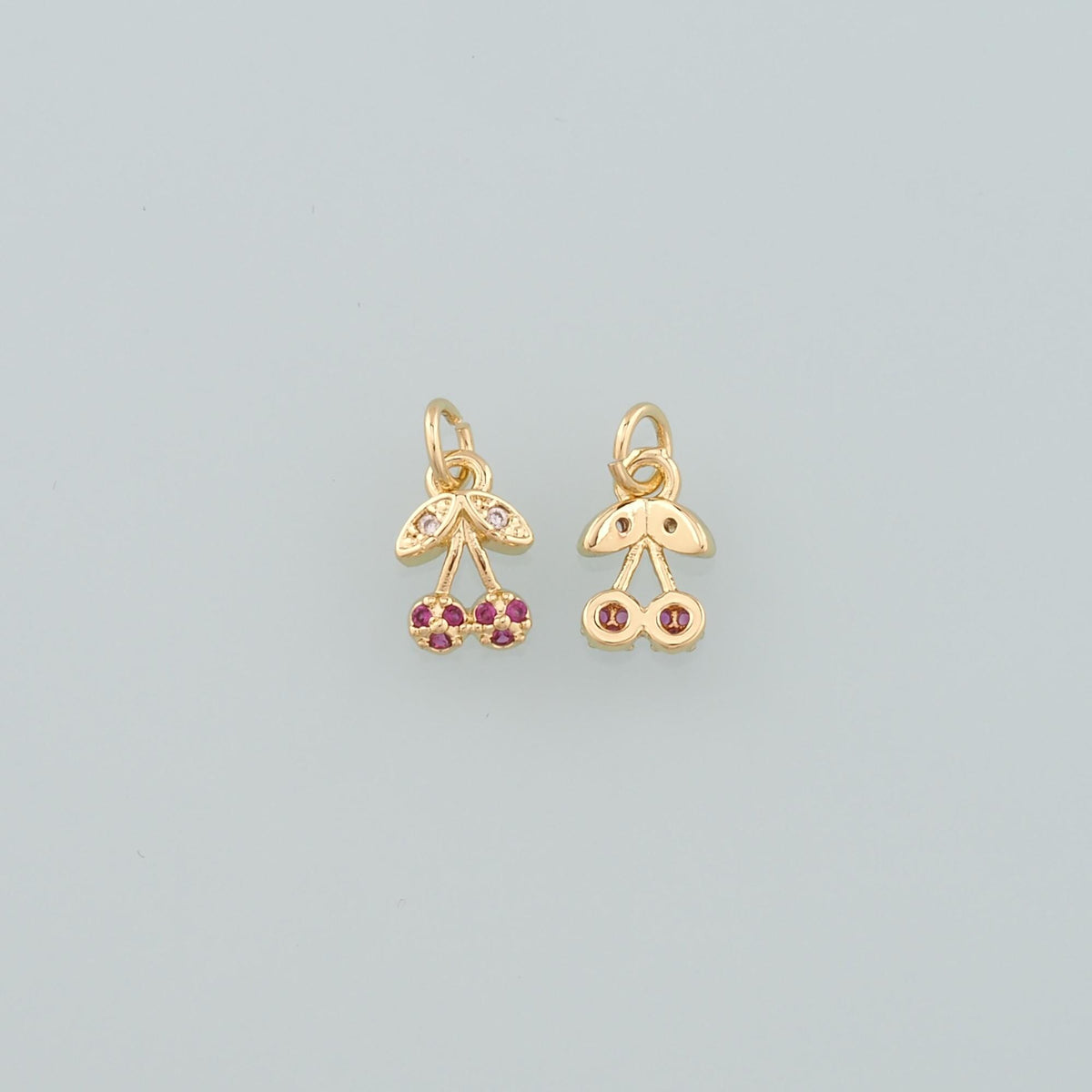 18K Gold Filled Cherry CZ Charm Pendant for Jewelry Making