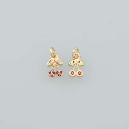 18K Gold Filled Cherry CZ Charm Pendant for Jewelry Making