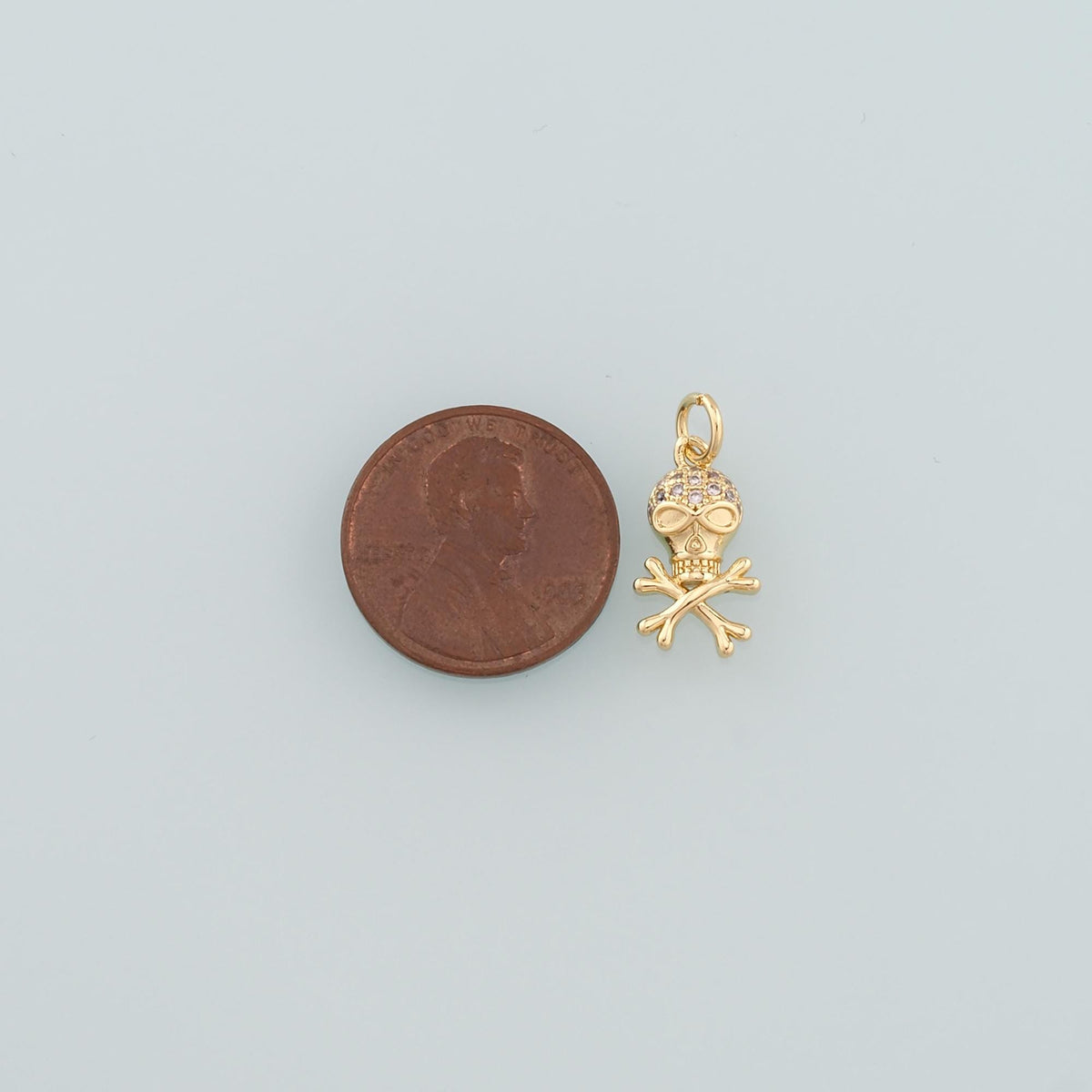 Gold Skull Charms,18K Gold Filled Skull Pendant,CZ Micro Pave halloween Skull Charm Bracelet Necklace for DIY Jewelry Making 