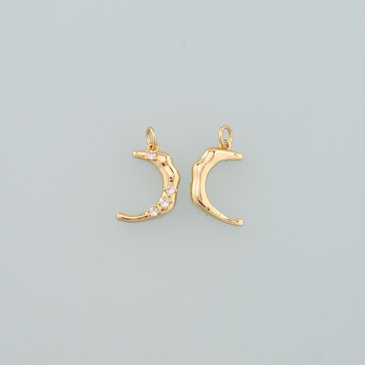 18K Gold Filled Moon CZ Charm Pendant for Jewelry Making