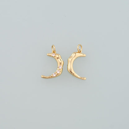 18K Gold Filled Moon CZ Charm Pendant for Jewelry Making