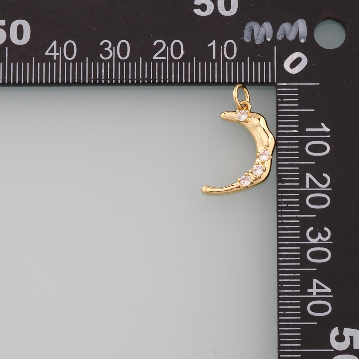 18K Gold Filled Moon CZ Charm Pendant for Jewelry Making
