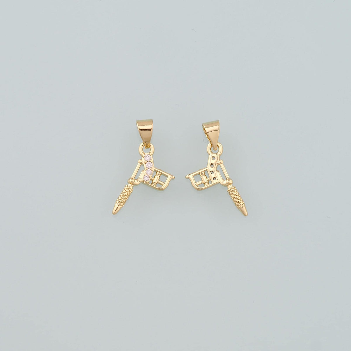 18K Gold Filled Tattoo Machine Pendant,CZ Micro Pave Tattoo Machine Charm Bracelet Necklace for DIY Jewelry Making Supply