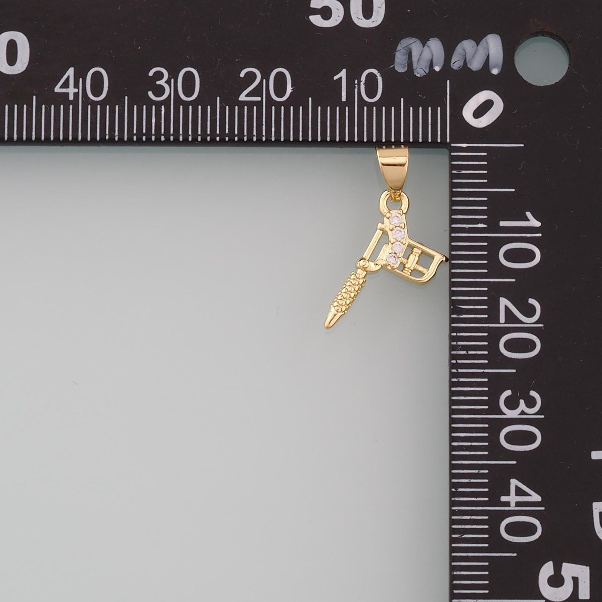 18K Gold Filled Tattoo Machine Pendant,CZ Micro Pave Tattoo Machine Charm Bracelet Necklace for DIY Jewelry Making Supply