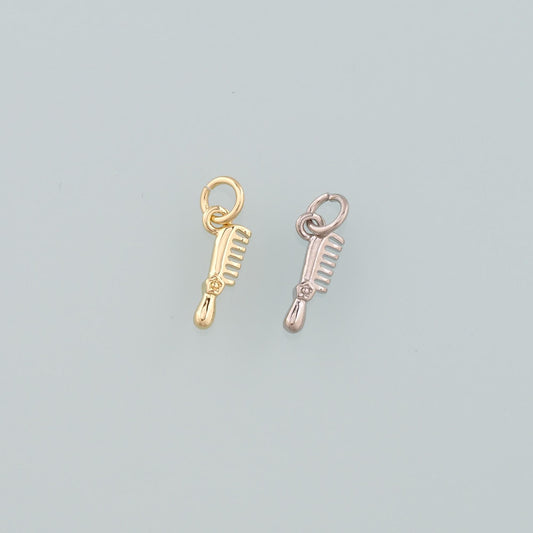 18K Gold Filled Comb Pendant,Dainty Hairstylist Comb Charm Bracelet Necklace for DIY Jewelry Making Supply