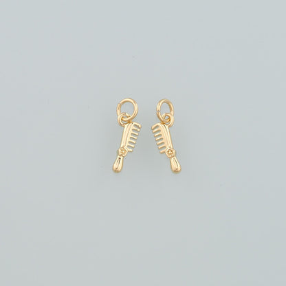 18K Gold Filled Comb Pendant,Dainty Hairstylist Comb Charm Bracelet Necklace for DIY Jewelry Making Supply