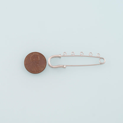 Gold 5 Loops Safety Pin, 18K Gold Filled Paper Clip Pendant,Dainty Paper Clip Charm Bracelet Necklace for DIY Jewelry Making 