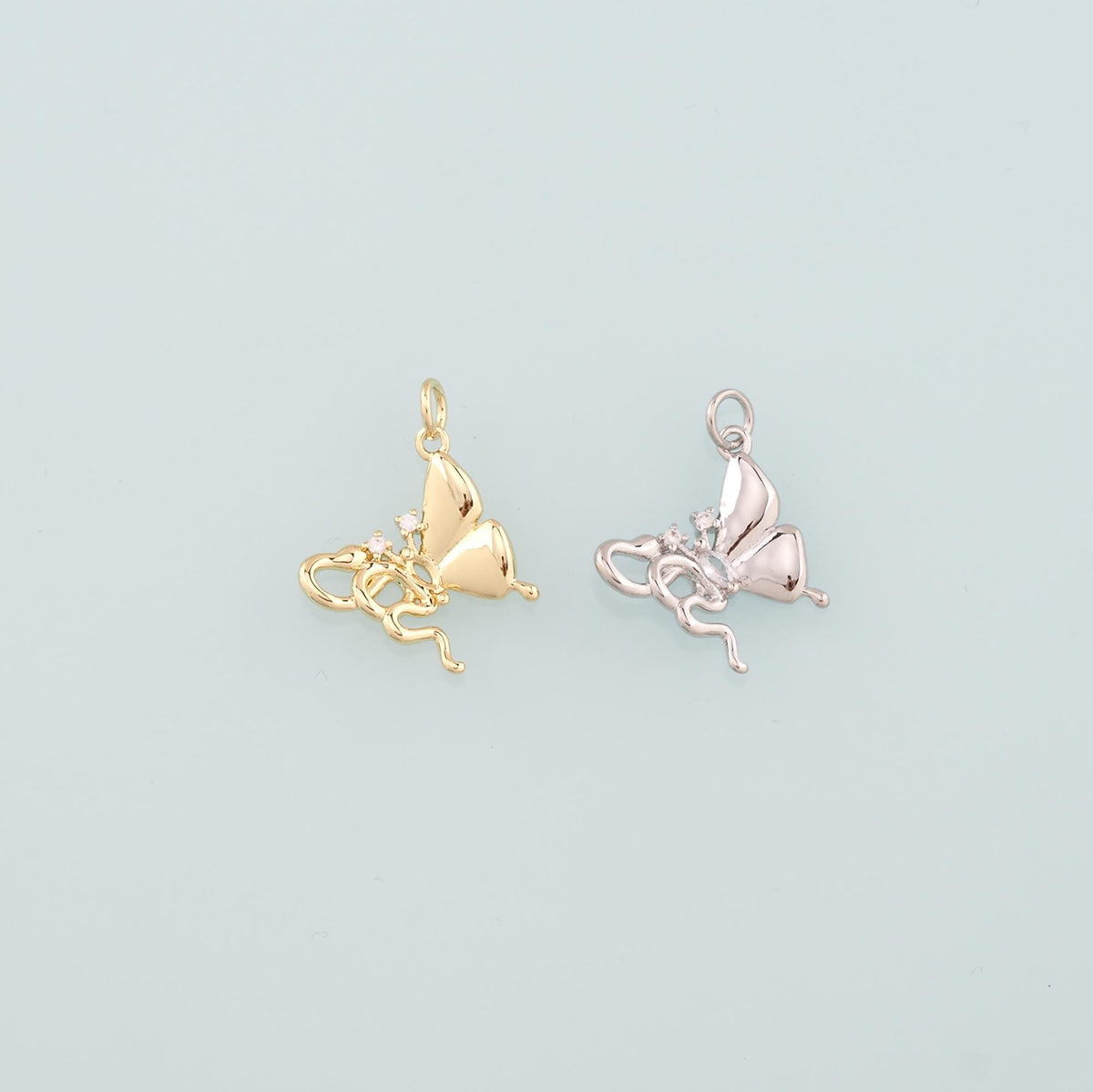 Gold Butterfly Charms,18K Gold Filled Butterfly Pendant,CZ Micro Pave Butterfly Charm Bracelet Necklace for DIY Jewelry Makin