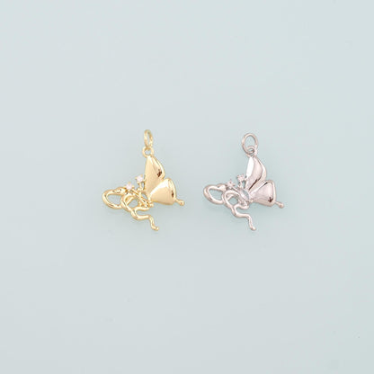 Gold Butterfly Charms,18K Gold Filled Butterfly Pendant,CZ Micro Pave Butterfly Charm Bracelet Necklace for DIY Jewelry Makin
