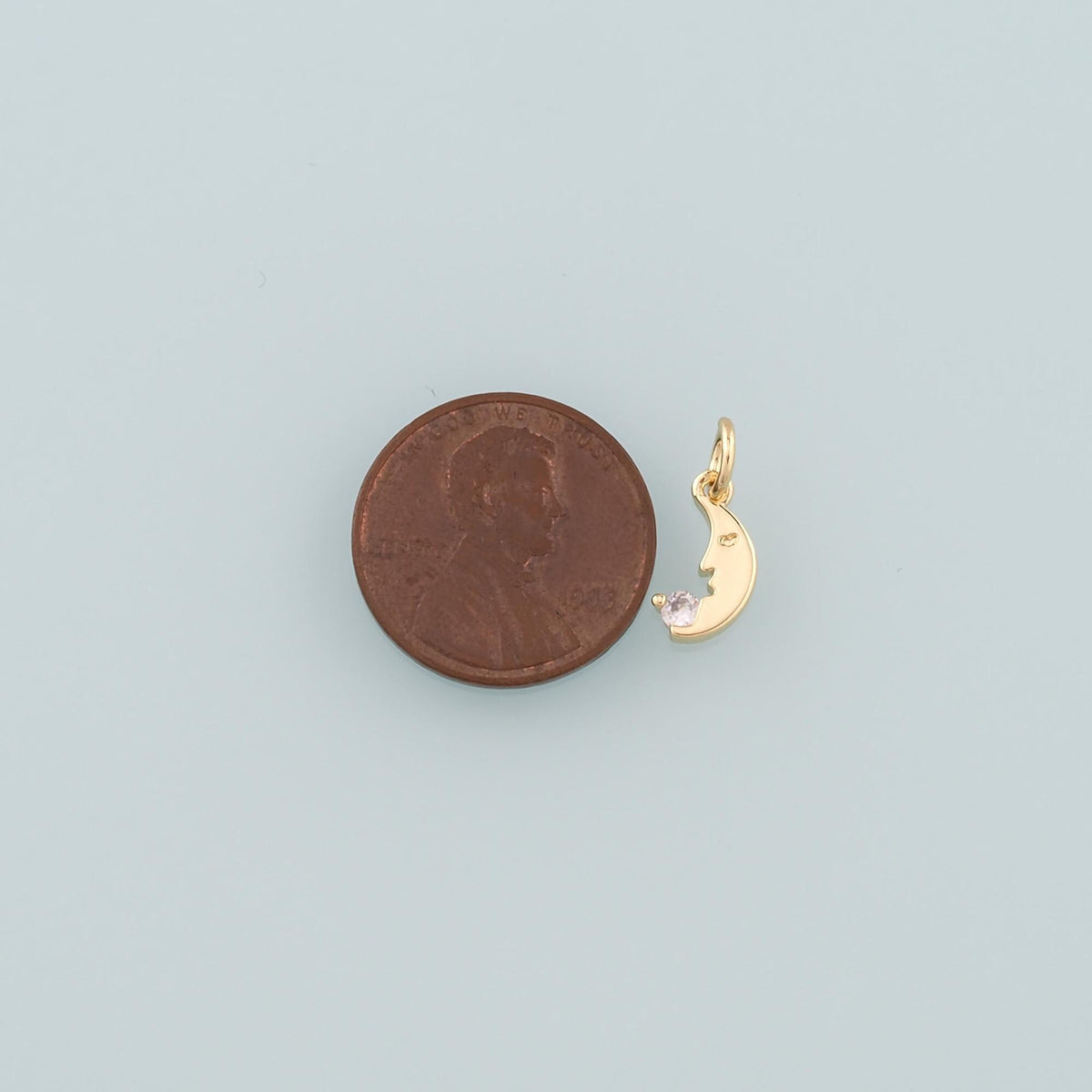 18K Gold Filled Moon CZ Charm Pendant for Jewelry Making