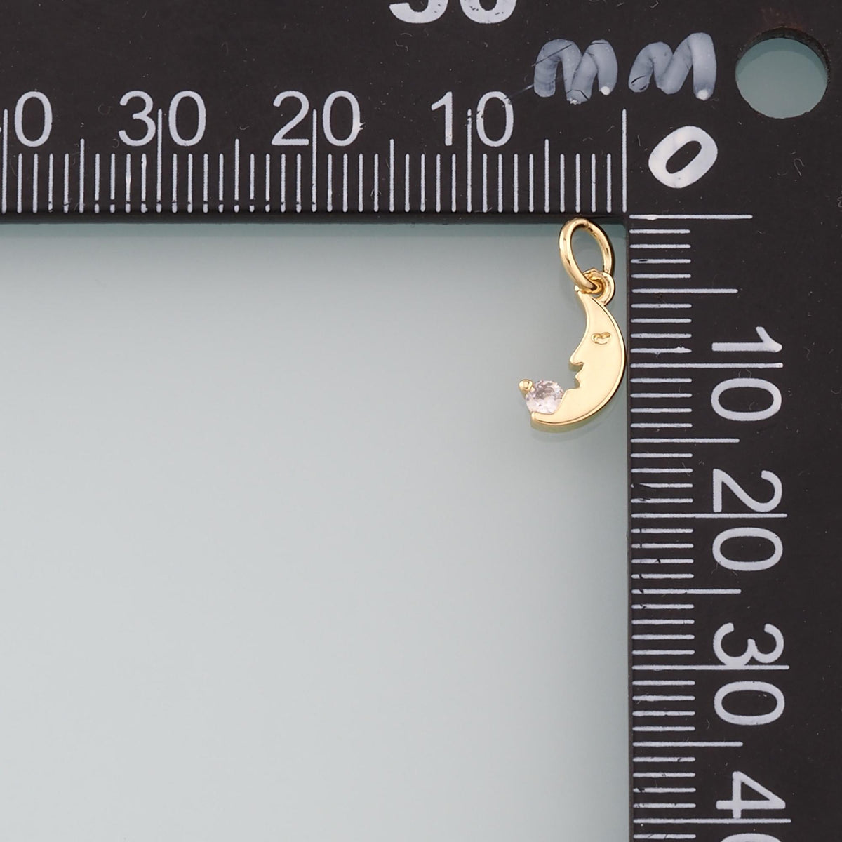 18K Gold Filled Moon CZ Charm Pendant for Jewelry Making