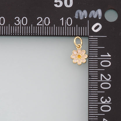 Gold Daisy Charms,18K Gold Filled Daisy Pendant,Enamel Daisy Charm Bracelet Necklace for DIY Jewelry Making Supply