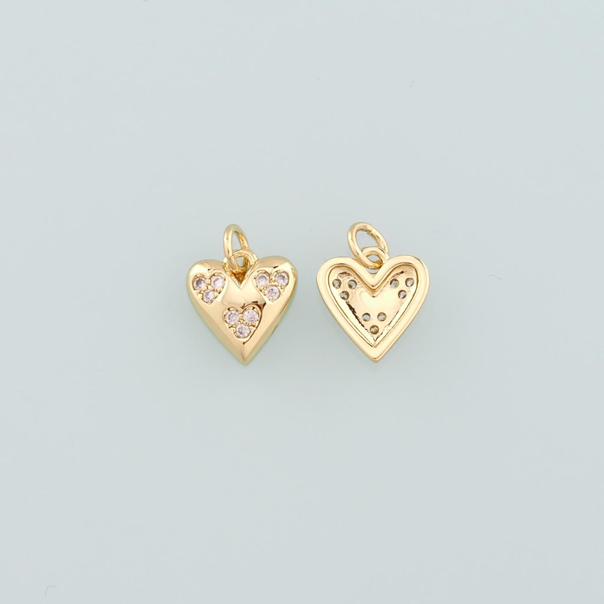 Gold Heart Charms,18K Gold Filled Heart Pendant,CZ Micro Pave Heart Charm Bracelet Necklace for DIY Jewelry Making Supply