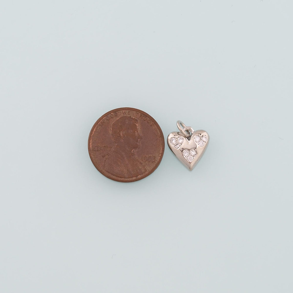 18K Gold Filled Heart CZ Charm Pendant for Jewelry Making