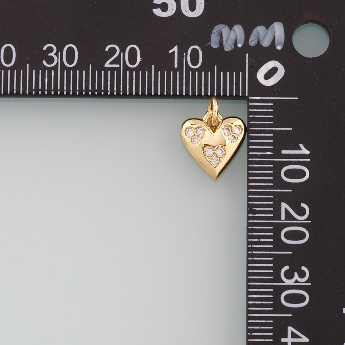 18K Gold Filled Heart CZ Charm Pendant for Jewelry Making
