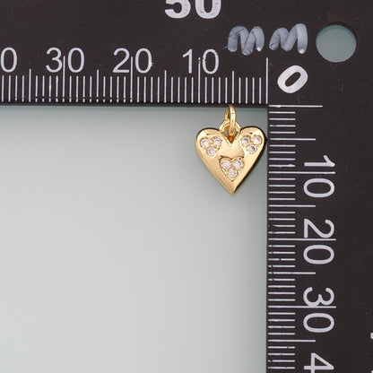 18K Gold Filled Heart CZ Charm Pendant for Jewelry Making