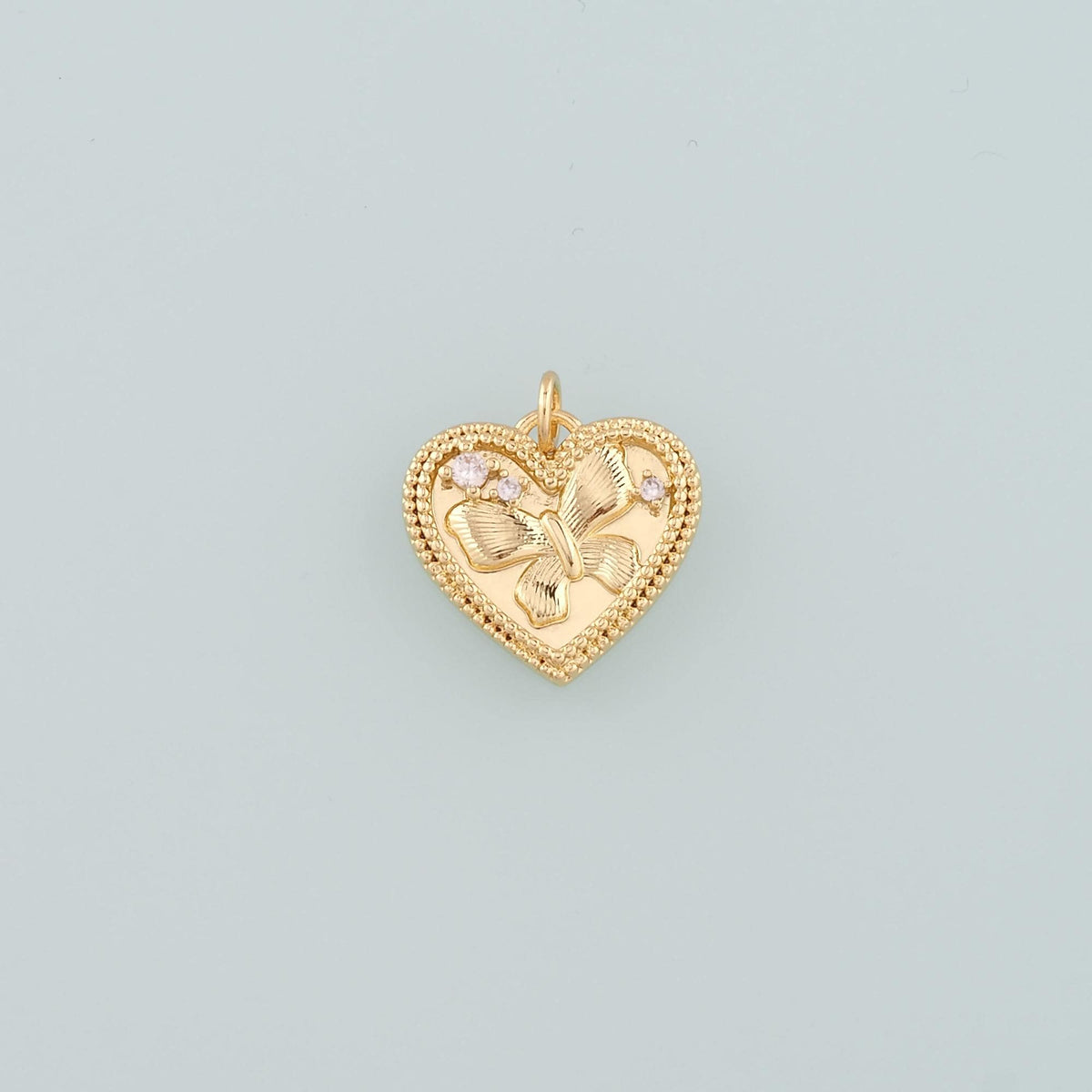 Gold Heart Charms,18K Gold Filled Butterfly Pendant,CZ Micro Pave Butterfly Charm Bracelet Necklace for DIY Jewelry Making Su