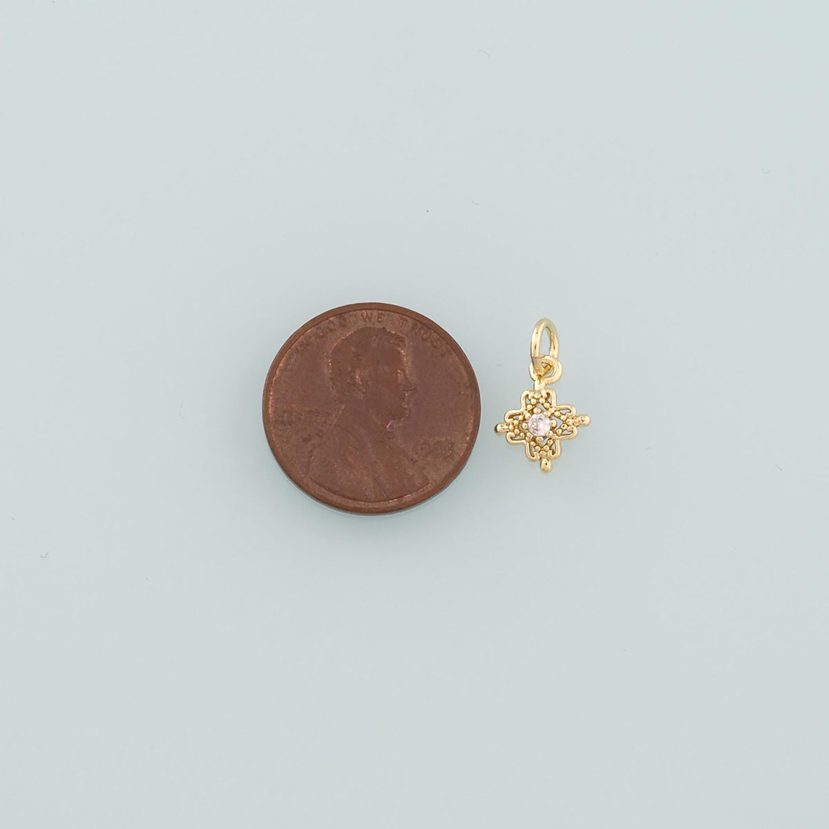 18K Gold Filled Flower Pendant,CZ Micro Pave Flower Charm Bracelet Necklace for DIY Jewelry Making Supply