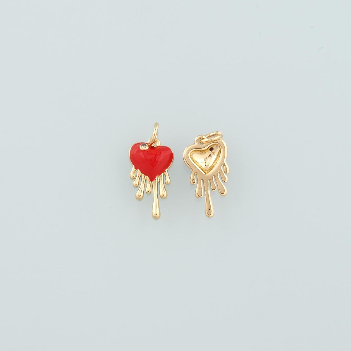 Gold Heart Charms,18K Gold Filled Heart Pendant,Enamel Melting Heart Charm Bracelet Necklace for DIY Jewelry Making Supply