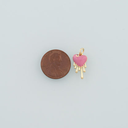 Gold Heart Charms,18K Gold Filled Heart Pendant,Enamel Melting Heart Charm Bracelet Necklace for DIY Jewelry Making Supply