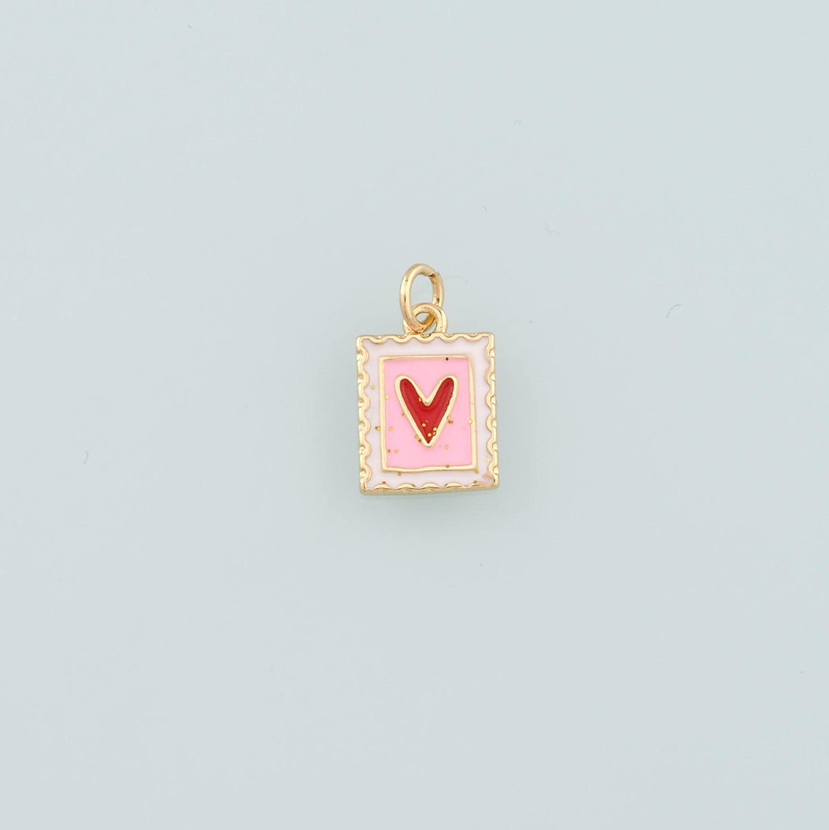 Gold Heart Charms,18K Gold Filled Heart Pendant,Enamel Heart Charm Bracelet Necklace for DIY Jewelry Making Supply