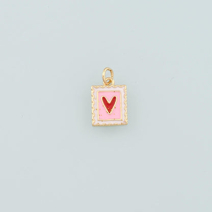 Gold Heart Charms,18K Gold Filled Heart Pendant,Enamel Heart Charm Bracelet Necklace for DIY Jewelry Making Supply
