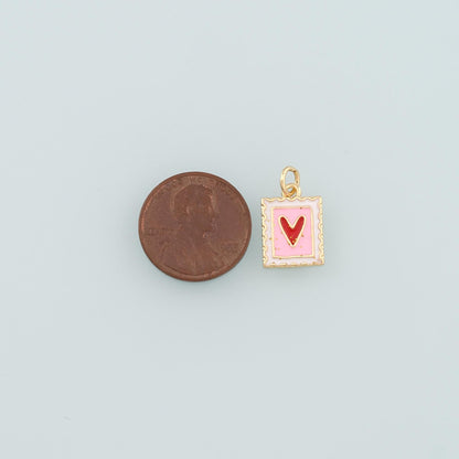 Gold Heart Charms,18K Gold Filled Heart Pendant,Enamel Heart Charm Bracelet Necklace for DIY Jewelry Making Supply