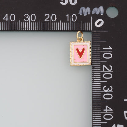 Gold Heart Charms,18K Gold Filled Heart Pendant,Enamel Heart Charm Bracelet Necklace for DIY Jewelry Making Supply