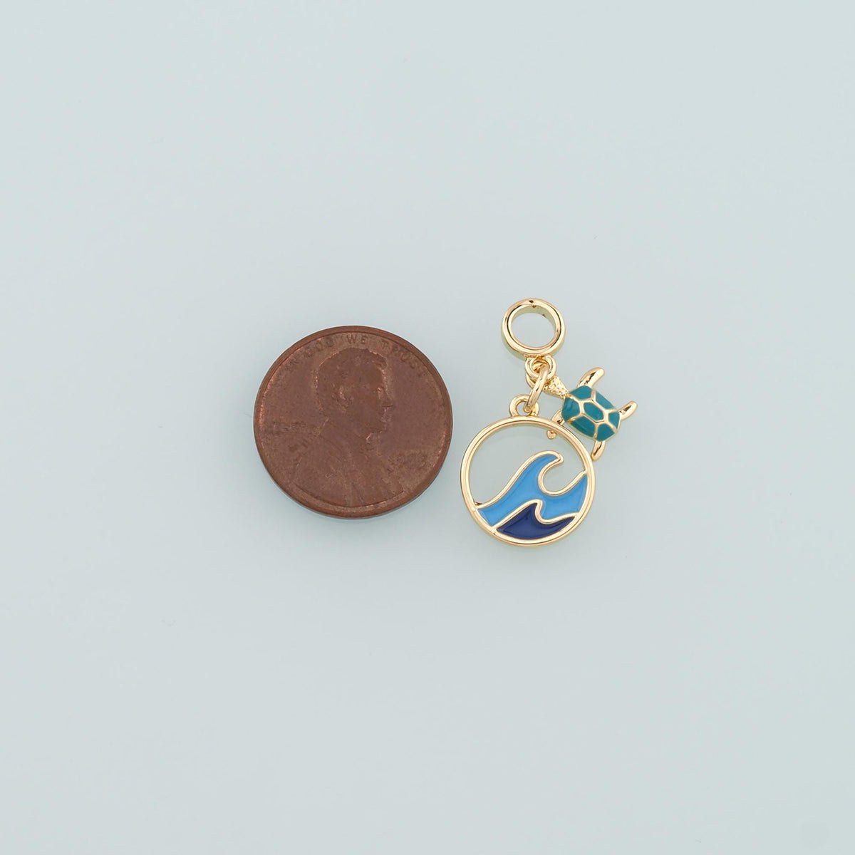 Gold Turtle Charms,18K Gold Filled Turtle Pendant,Enamel Waves Charm Bracelet Necklace for DIY Jewelry Making Supply