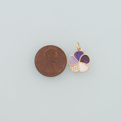 Gold Flower Charms,18K Gold Filled Flower Pendant,Enamel Flower Charm Bracelet Necklace for DIY Jewelry Making Supply