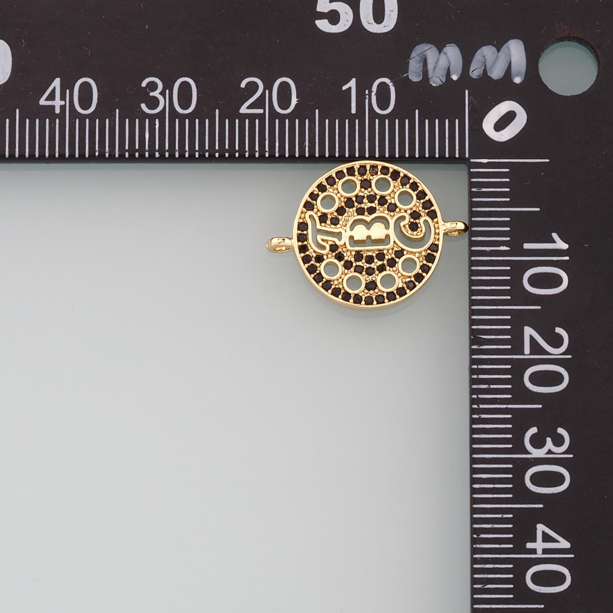 Gold Connector Charm,18K Gold Filled Round Pendant,CZ Micro Pave Round Charm Bracelet Necklace for DIY Jewelry Making Supply