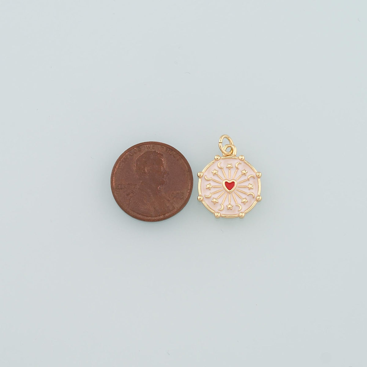 18K Gold Filled Heart Enamel Charm Pendant for Jewelry Making