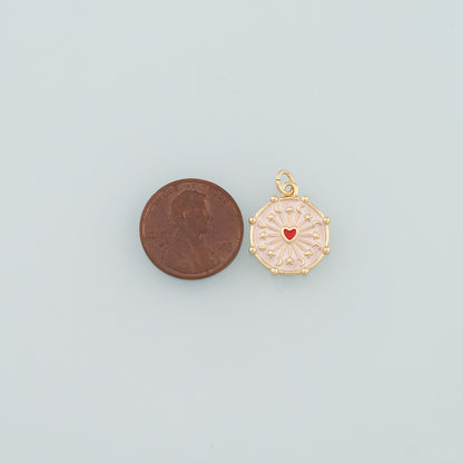 18K Gold Filled Heart Enamel Charm Pendant for Jewelry Making