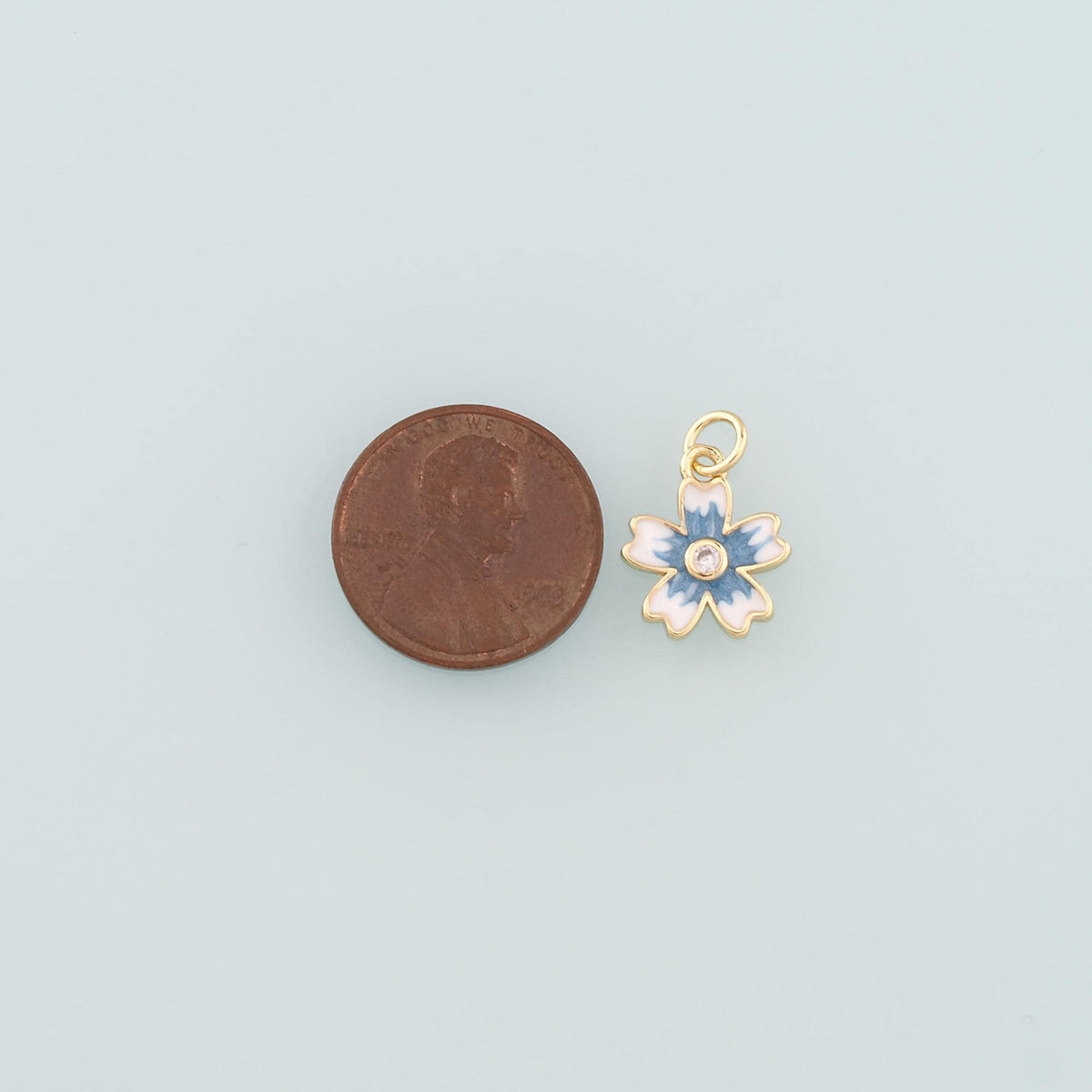 18K Gold Filled Enamel Flower Charm Pendant for Jewelry Making