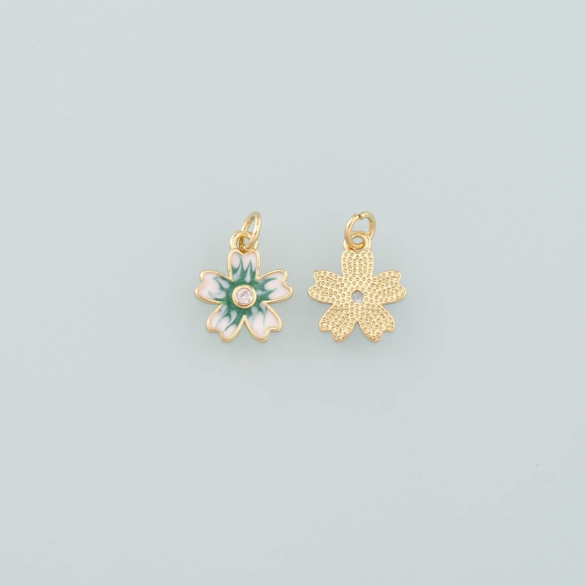 18K Gold Filled Enamel Flower Charm Pendant for Jewelry Making