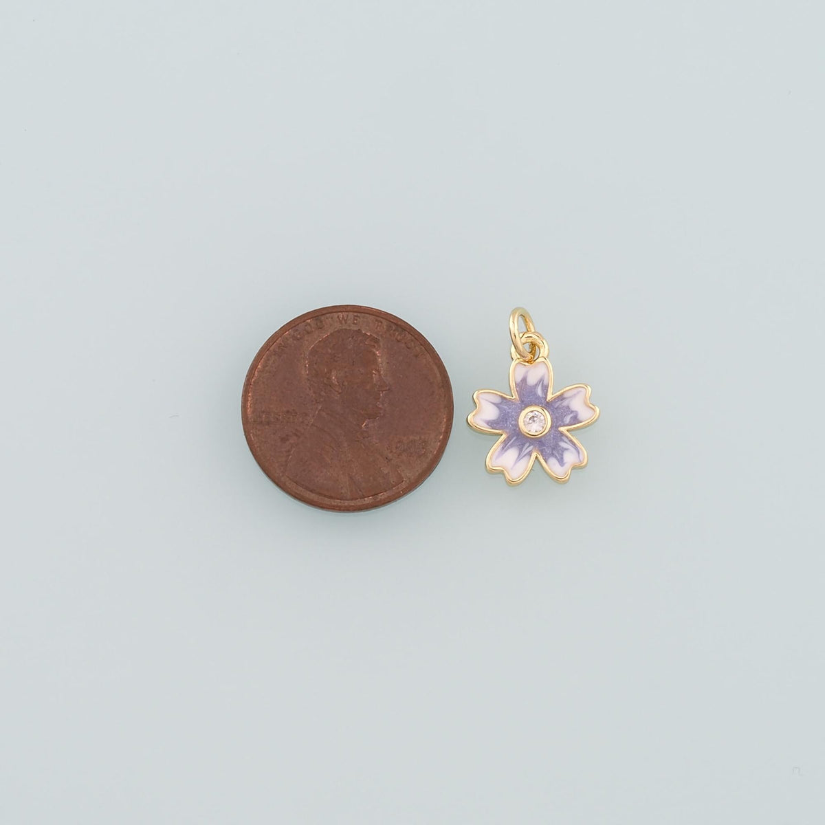 18K Gold Filled Enamel Flower Charm Pendant for Jewelry Making