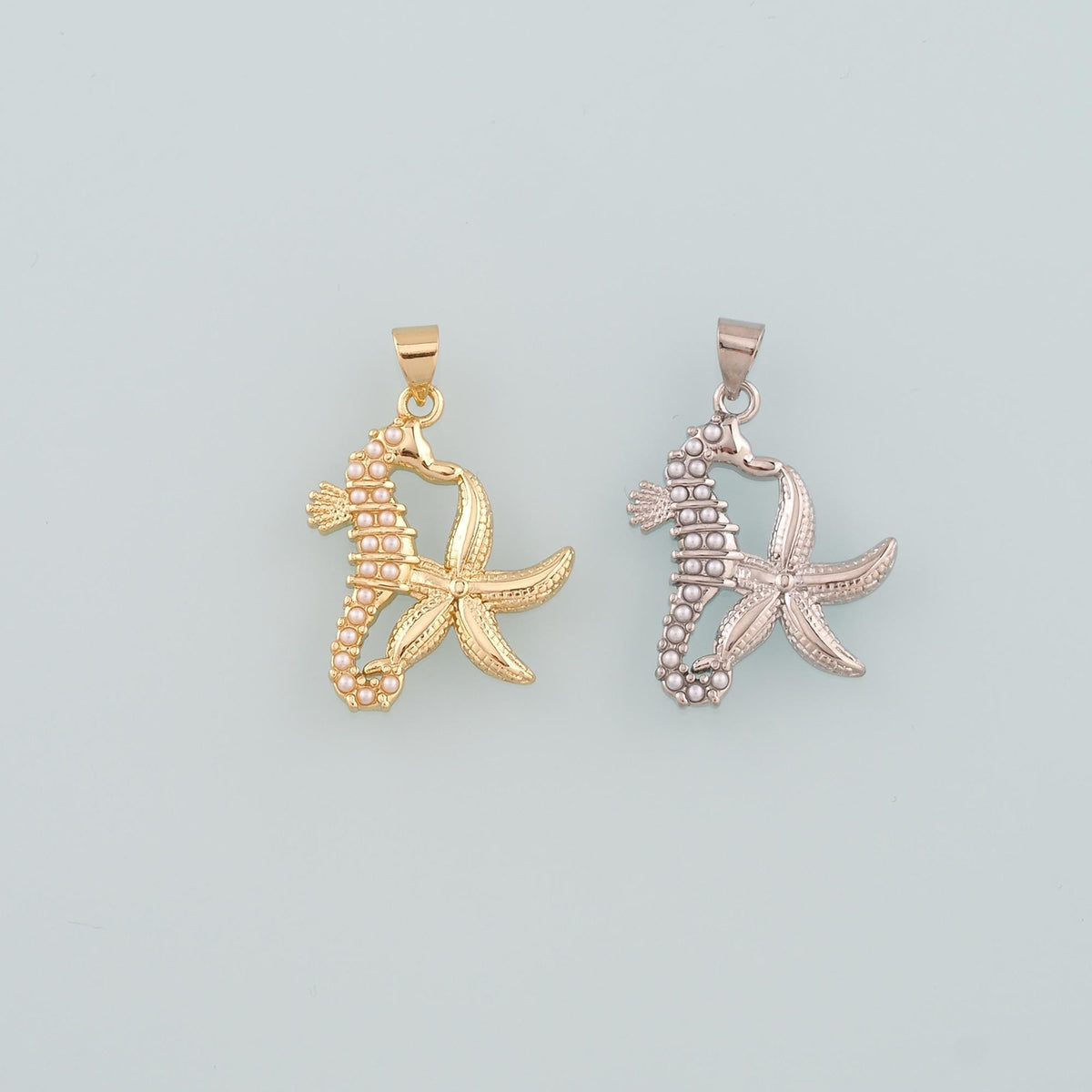 18K Gold Filled Star Pearl Charm Pendant for Jewelry Making
