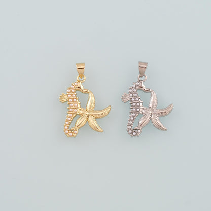 18K Gold Filled Star Pearl Charm Pendant for Jewelry Making