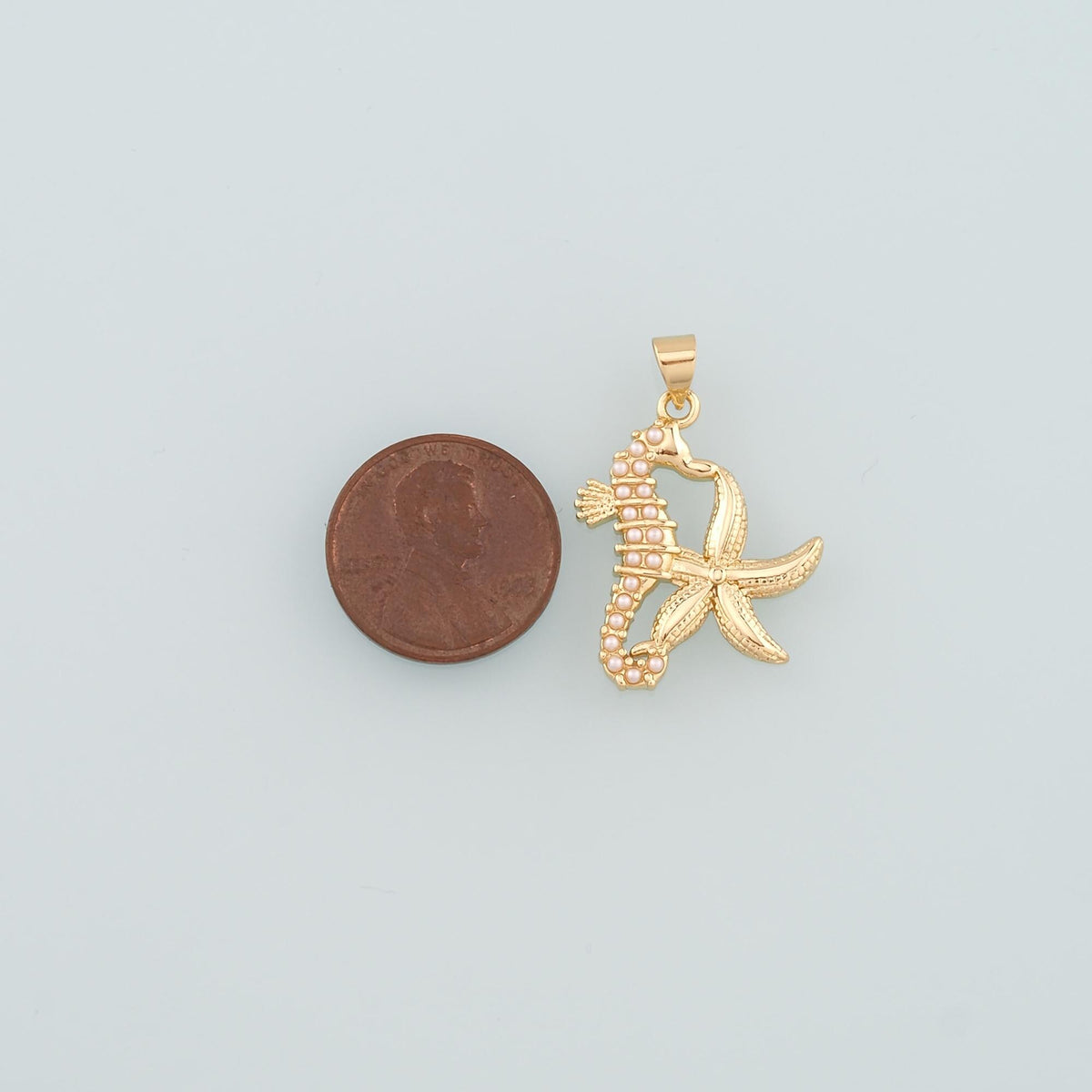 18K Gold Filled Star Pearl Charm Pendant for Jewelry Making