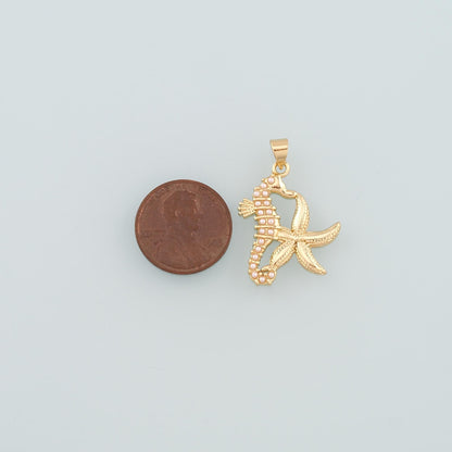 18K Gold Filled Star Pearl Charm Pendant for Jewelry Making