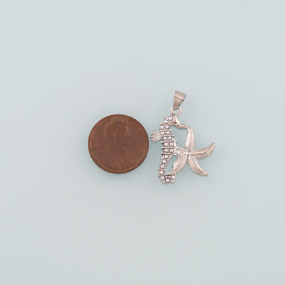 Gold Starfish Charms,18K Gold Filled Sea star Pendant,Pearl Seahorse Charm Bracelet Necklace for DIY Jewelry Making Supply
