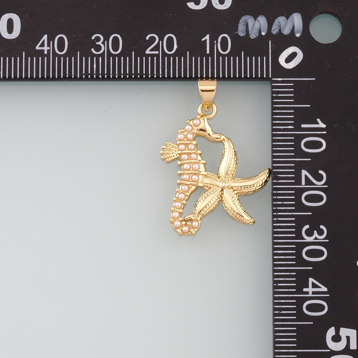 Gold Starfish Charms,18K Gold Filled Sea star Pendant,Pearl Seahorse Charm Bracelet Necklace for DIY Jewelry Making Supply