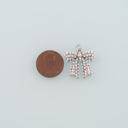 18K Gold Filled Pearl Bow Charm Pendant for Jewelry Making