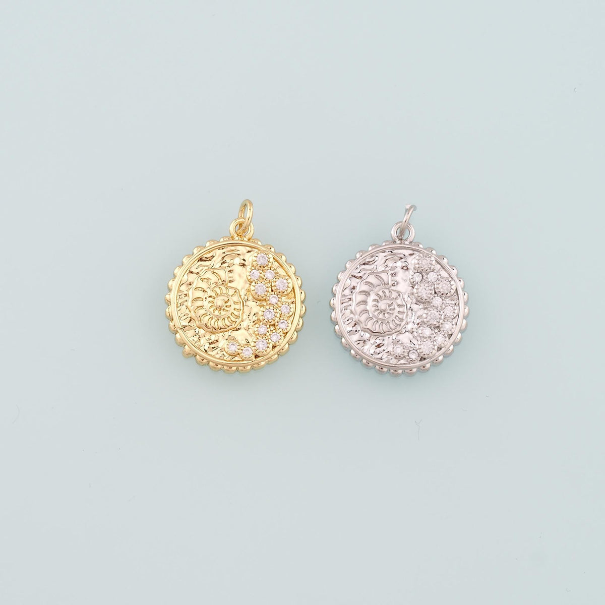 18K Gold Filled Shell CZ Charm Pendant for Jewelry Making