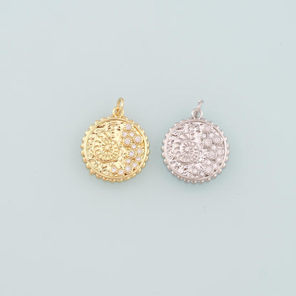 18K Gold Filled Shell CZ Charm Pendant for Jewelry Making