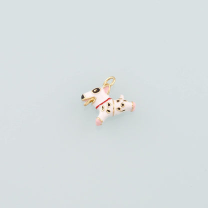Gold Dog Charms,18K Gold Filled Dog Pendant,Enamel Dog Charm Bracelet Necklace for DIY Jewelry Making Supply