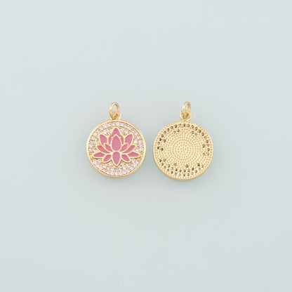 18K Gold Filled Hand Enamel Charm Pendant for Jewelry Making