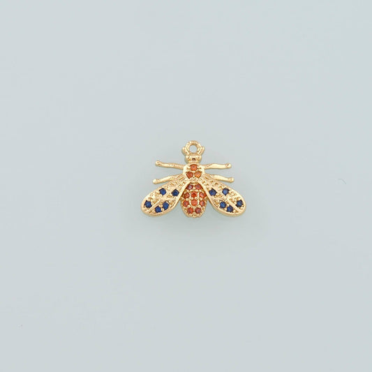 Gold Insect Charms,18K Gold Filled Bee Pendant,CZ Micro Pave Bee Charm Bracelet Necklace for DIY Jewelry Making Supply